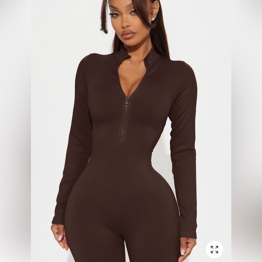 Fashion Nova Chocolate Brown Chloe Seamless Jumpsuit